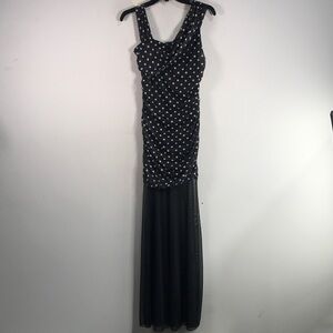 KAIIA Slinky Asymmetric Off Shoulder Sheer Maxi Dress, Women's Size 8 - Black